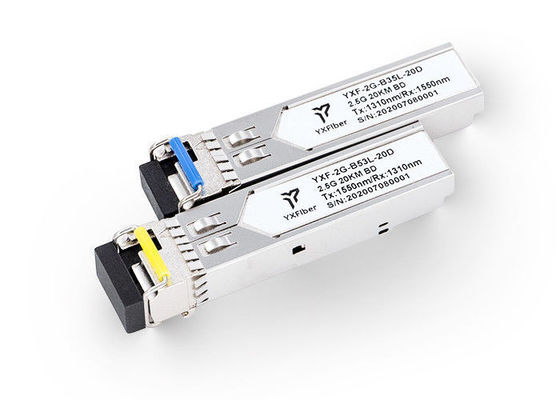 낮은 EMI 3.3V 20 킬로미터 2.5G SFP 광 전송부